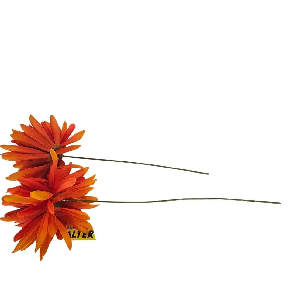 Artificial Silk Fall Mum Flowers 16 Orange Red Stems Autumn Floral Wreath Craft